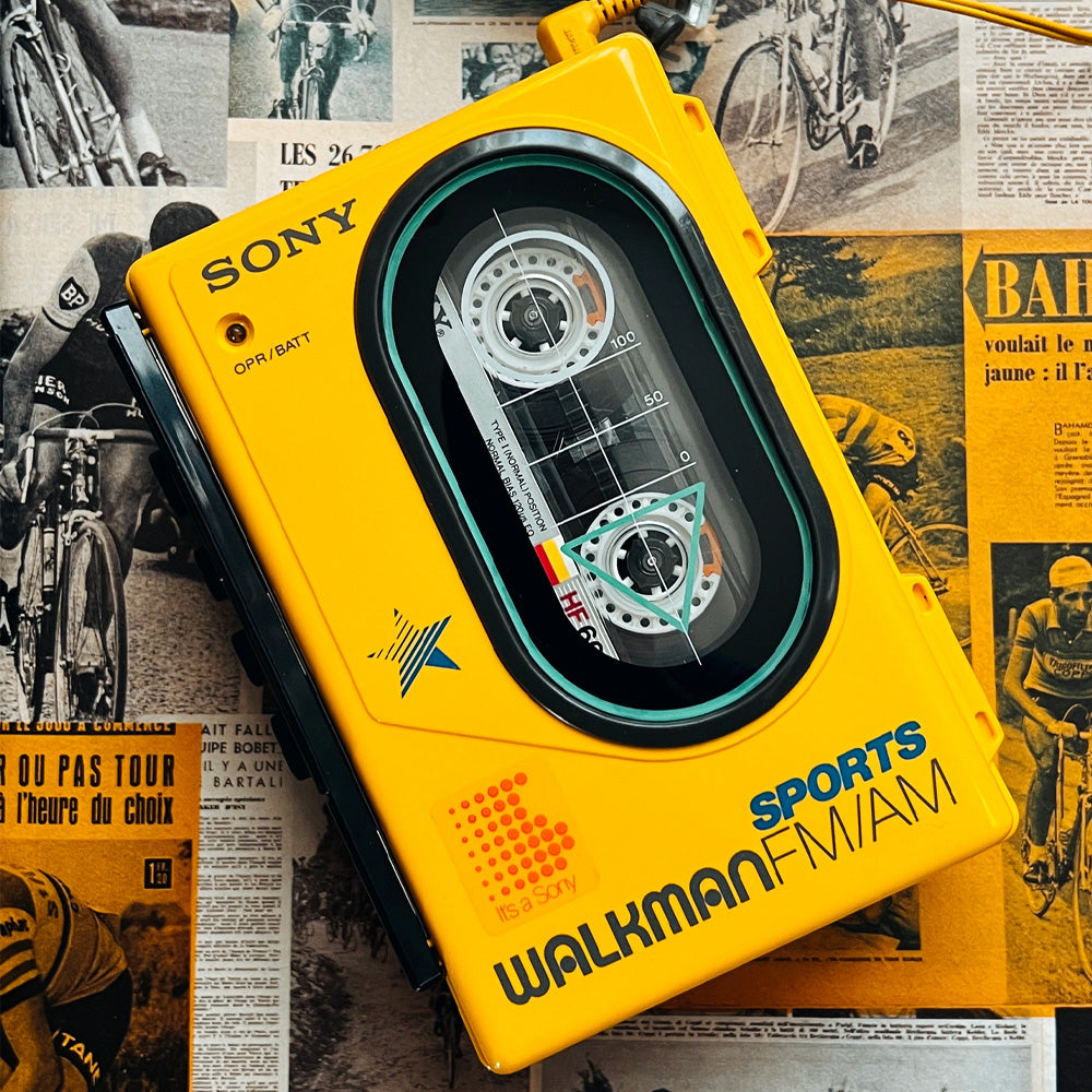 1986s Sony Sports Walkman WM-F45 Yellow Portable Cassette Player - [Defect]
