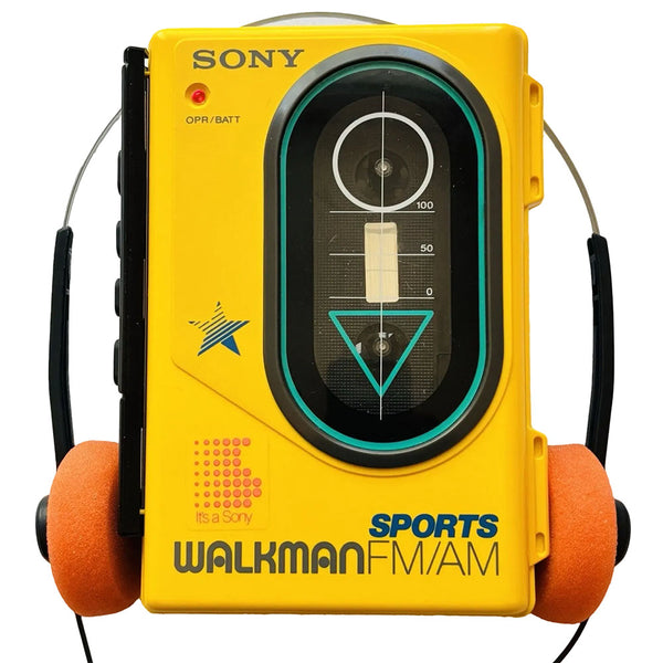 1986s Sony Sports Walkman WM-F45 Yellow Portable Cassette Player - [Defect]