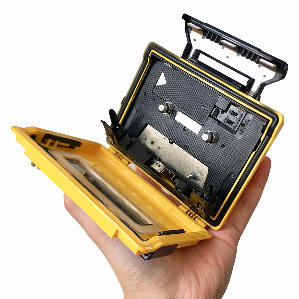 1983s - SONY SPORTS WM-F5 Sports Walkman Yellow Portable Cassette Player - [Defect]