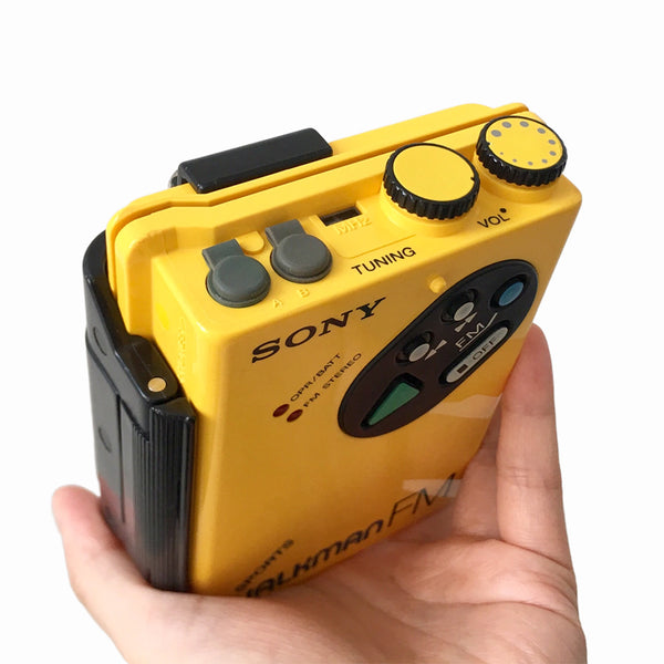 1983s - SONY SPORTS WM-F5 Sports Walkman Yellow Portable Cassette Player - [Defect]