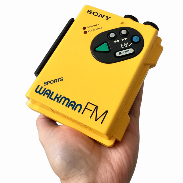 1983s - SONY SPORTS WM-F5 Sports Walkman Yellow Portable Cassette Player - [Defect]