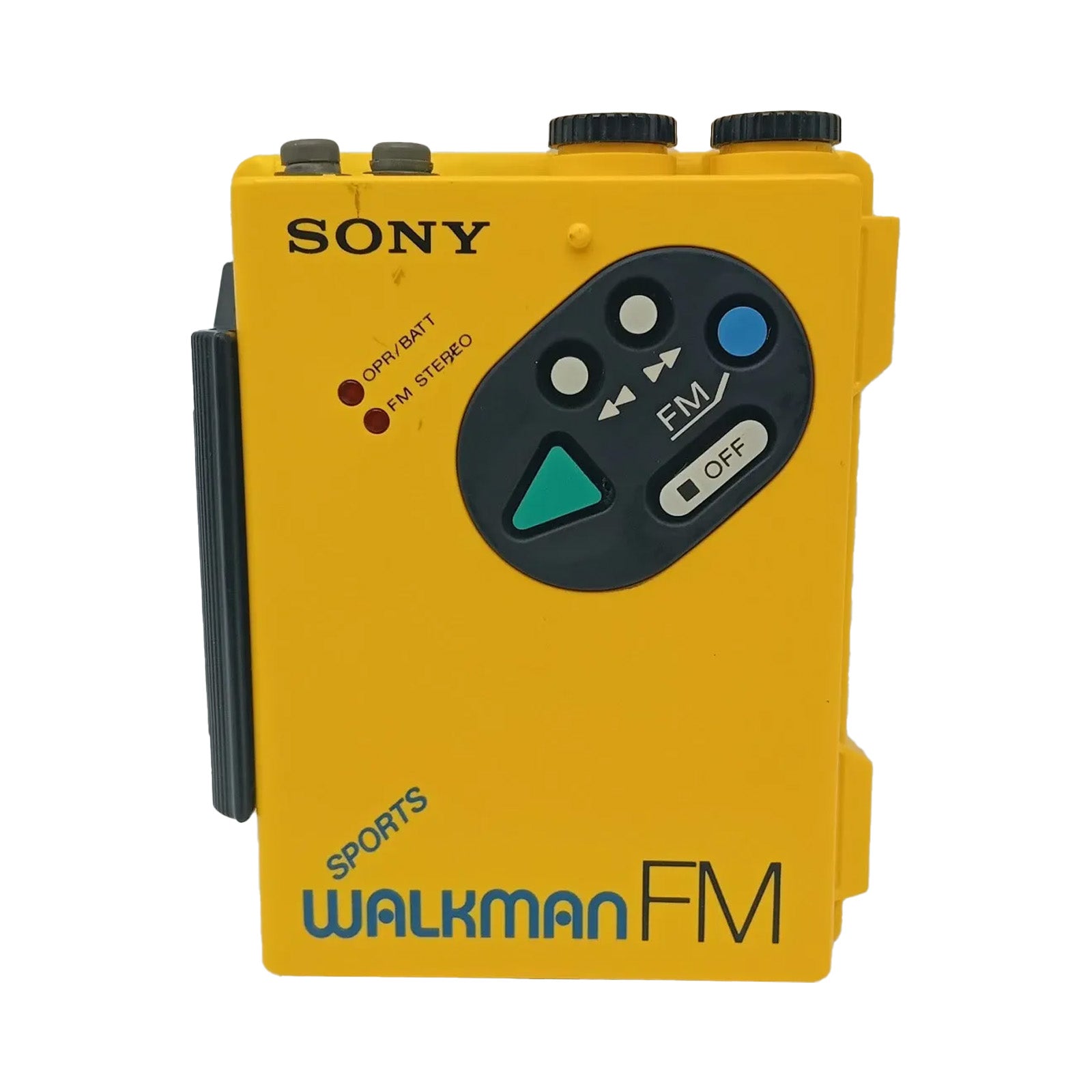 1983s - SONY SPORTS WM-F5 Sports Walkman Yellow Portable Cassette Player - [Defect]
